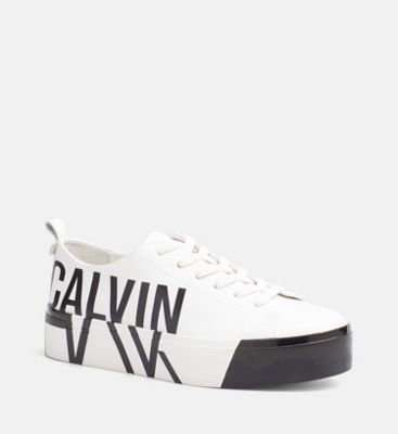 calvin klein white leather shoes