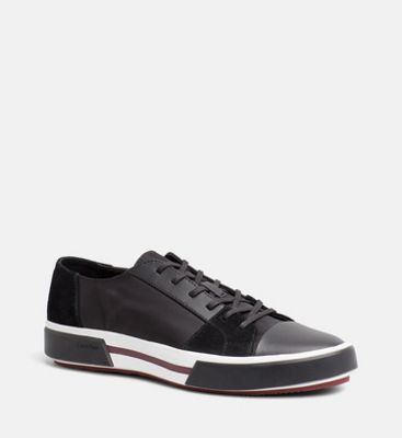 calvin klein black leather high top trainers