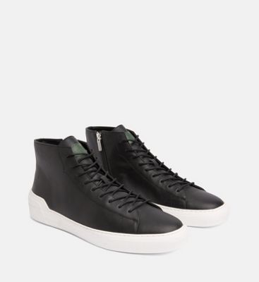 calvin klein black leather high top trainers