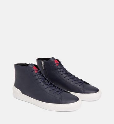 calvin klein black leather high top trainers