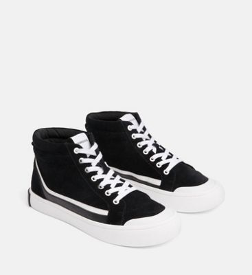 calvin klein black leather high top trainers