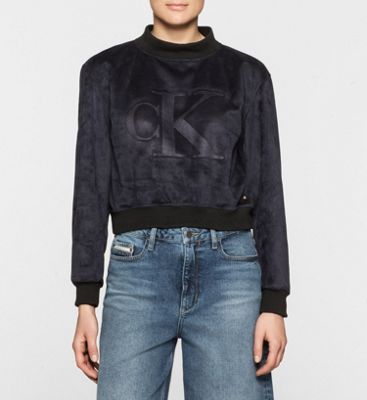 calvin klein black sweatshirt womens