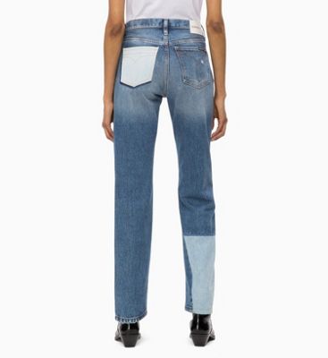 ckj 030 high rise straight patched jeans