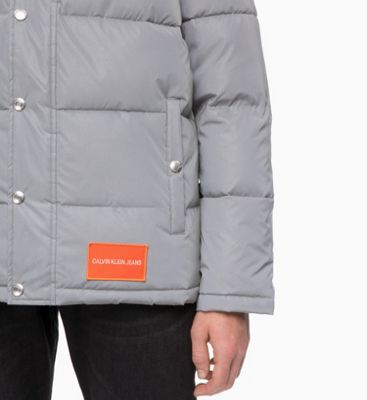 calvin klein jeans reflective 3m puffer jacket with orange logo