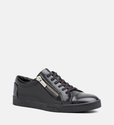 calvin klein black leather high top trainers