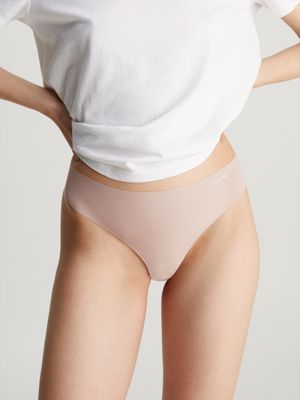 Calvin Klein Women's Invisibles Thong Underwear D3428 Beige Size X