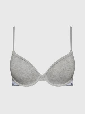 Ck Calvin Klein grey bra 34B plain T-shirt bra White Logo Text Stylish Cute