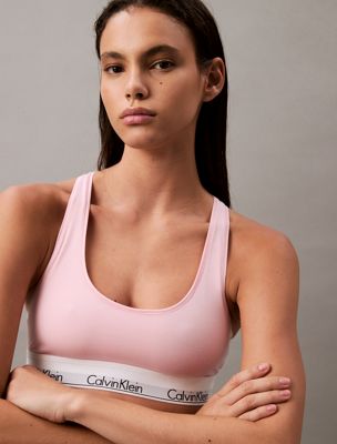 buff pink bralette - icon cotton modal for women calvin klein