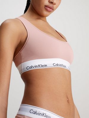 Calvin Klein Women's Pink Modern Cotton Racerback Bralette Size L
