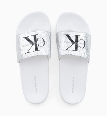 calvin klein sliders white womens