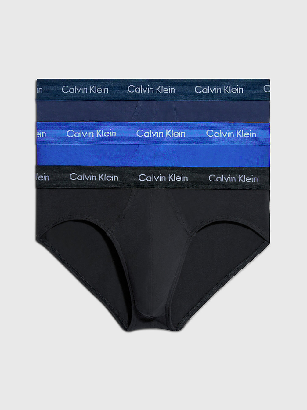 BLACK/BLUESHADOW/COBALTWATER DTM WB 3 Pack Briefs - Cotton Stretch undefined men Calvin Klein
