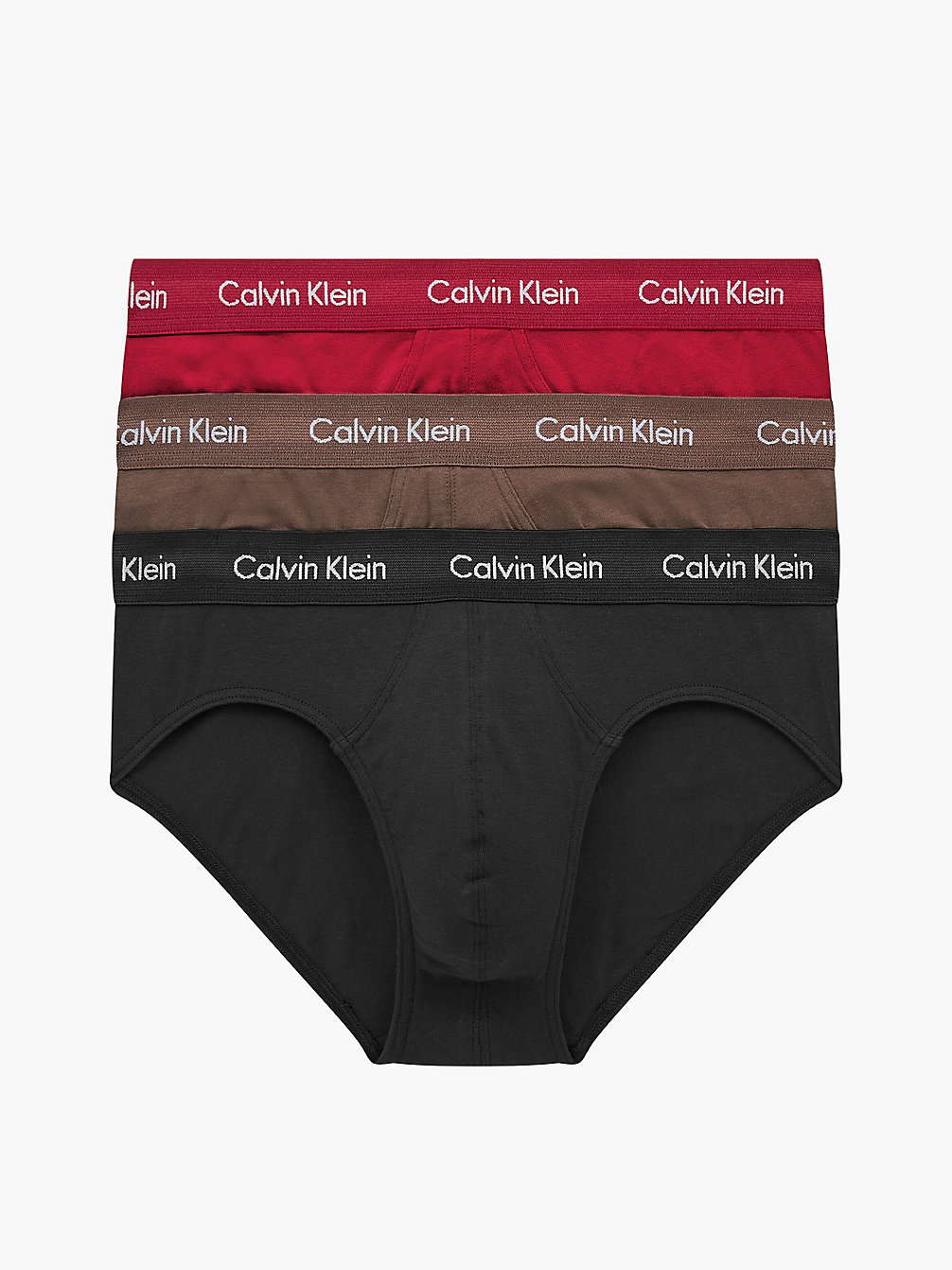 BRIGHT CAMEL/ BLACK/ RED CARPET 3 Pack Briefs - Cotton Stretch undefined men Calvin Klein