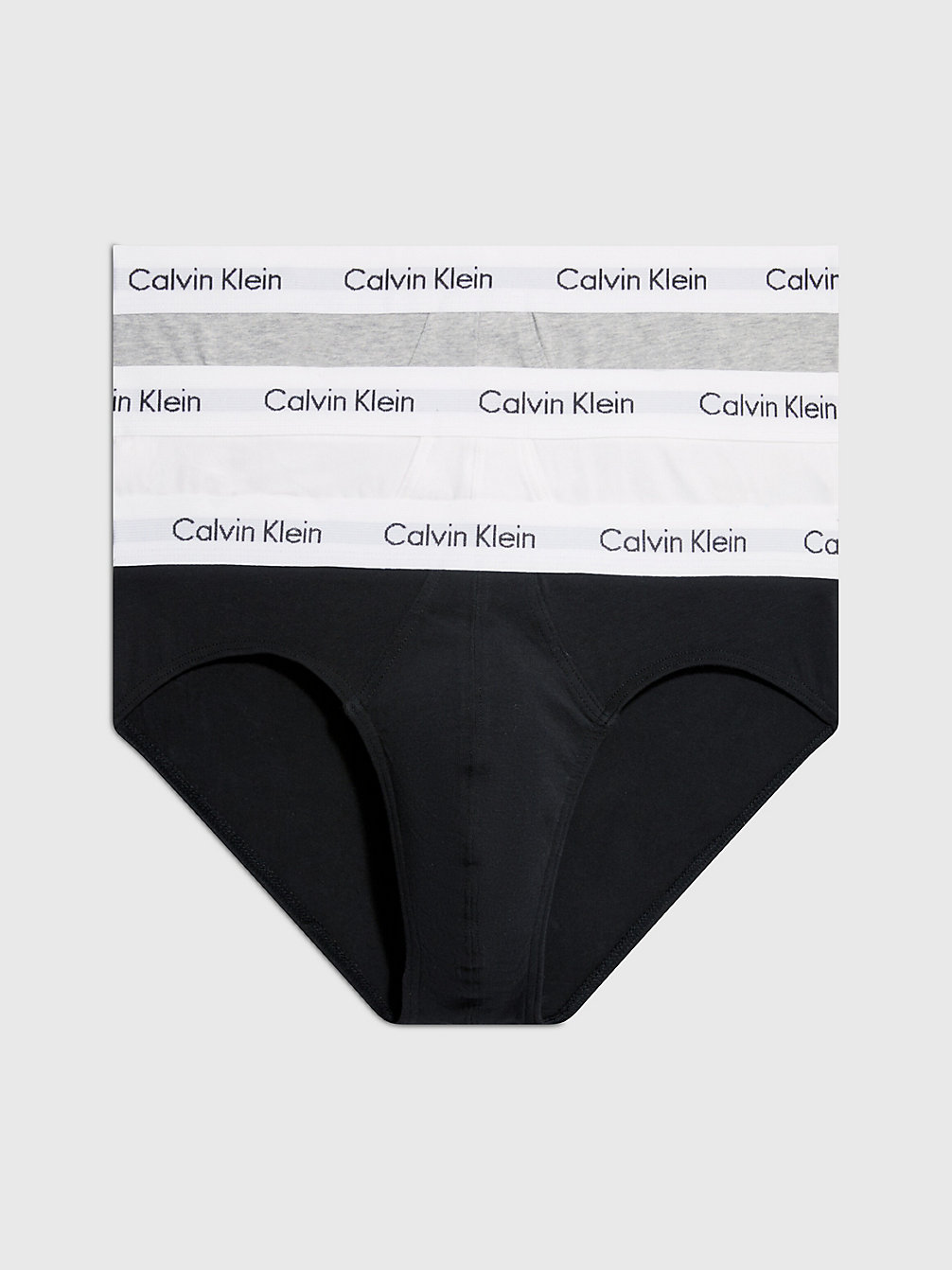 BLACK/WHITE/GREY HEATHER Lot De 3 Slips - Cotton Stretch undefined hommes Calvin Klein