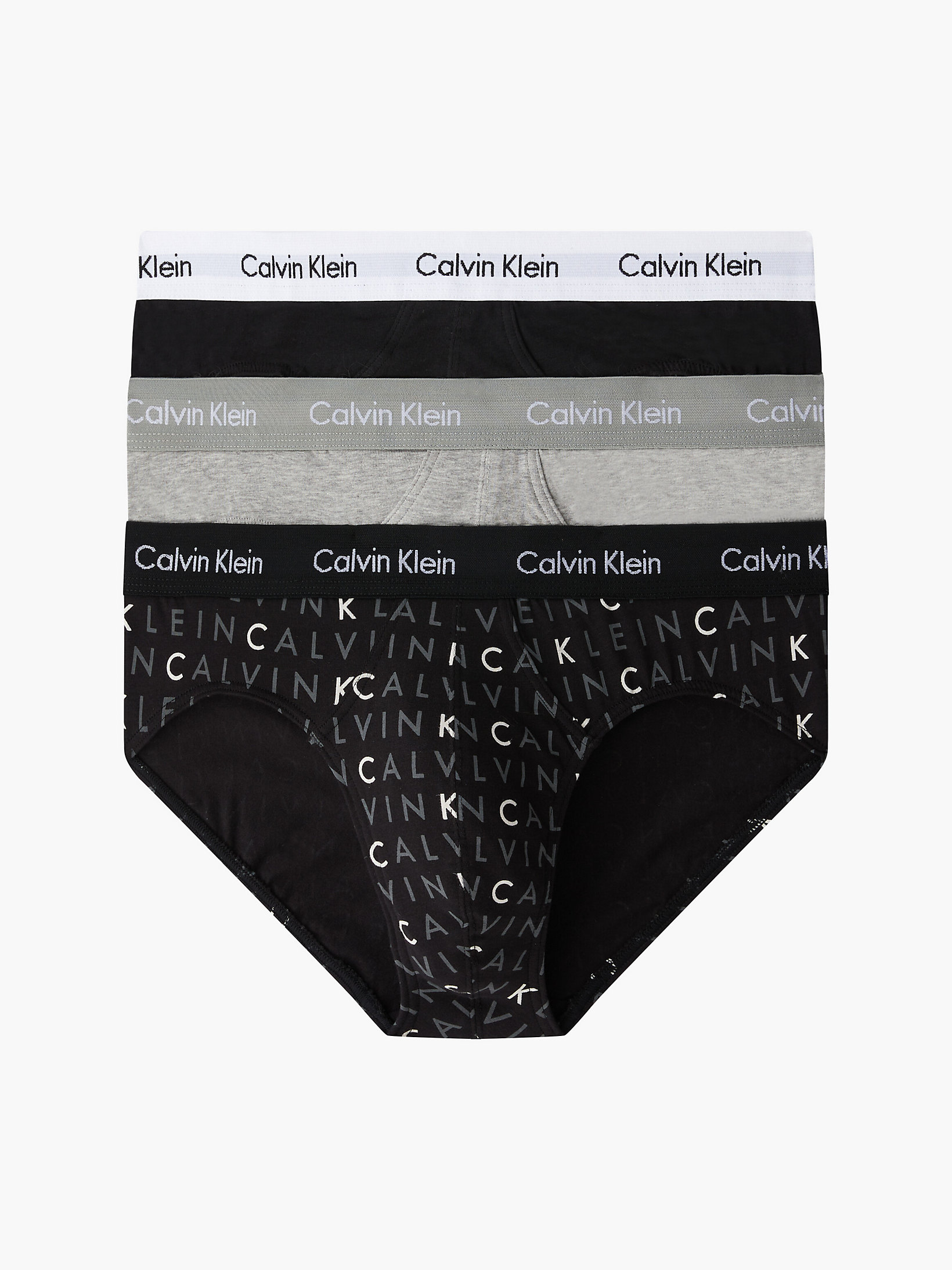 Black/grey Heather/subdued Logo 3 Pack Briefs - Cotton Stretch undefined men Calvin Klein