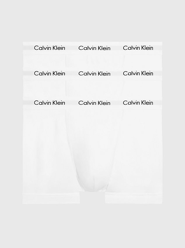white 3 pack trunks - cotton stretch for men calvin klein