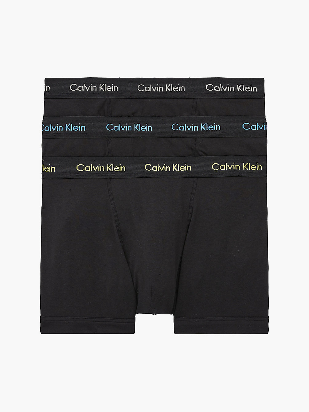 B- OCEAN STORM/LIME/SIGNATURE BLUE 3-Pack Boxers - Cotton Stretch undefined heren Calvin Klein