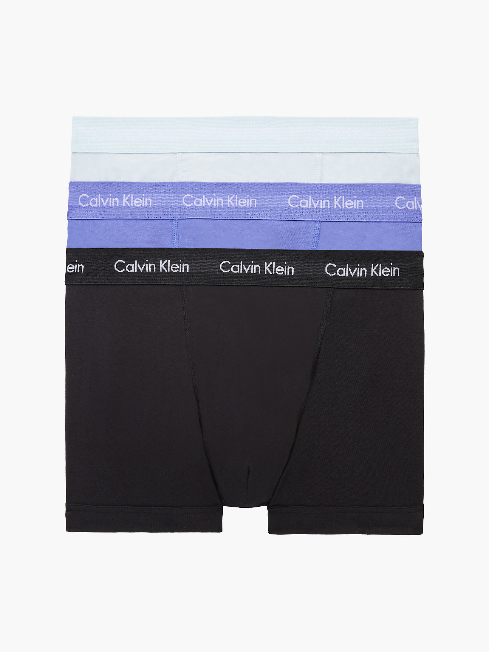 Zero Below/dark Lavendar/ Black 3 Pack Trunks - Cotton Stretch undefined men Calvin Klein