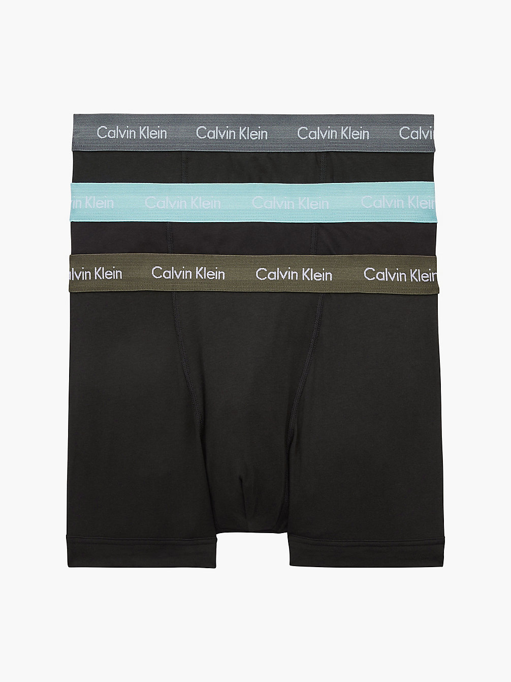 B-SLEEK GREY/ TOURMALINE/ OLIVE WBS 3 Pack Trunks - Cotton Stretch undefined men Calvin Klein