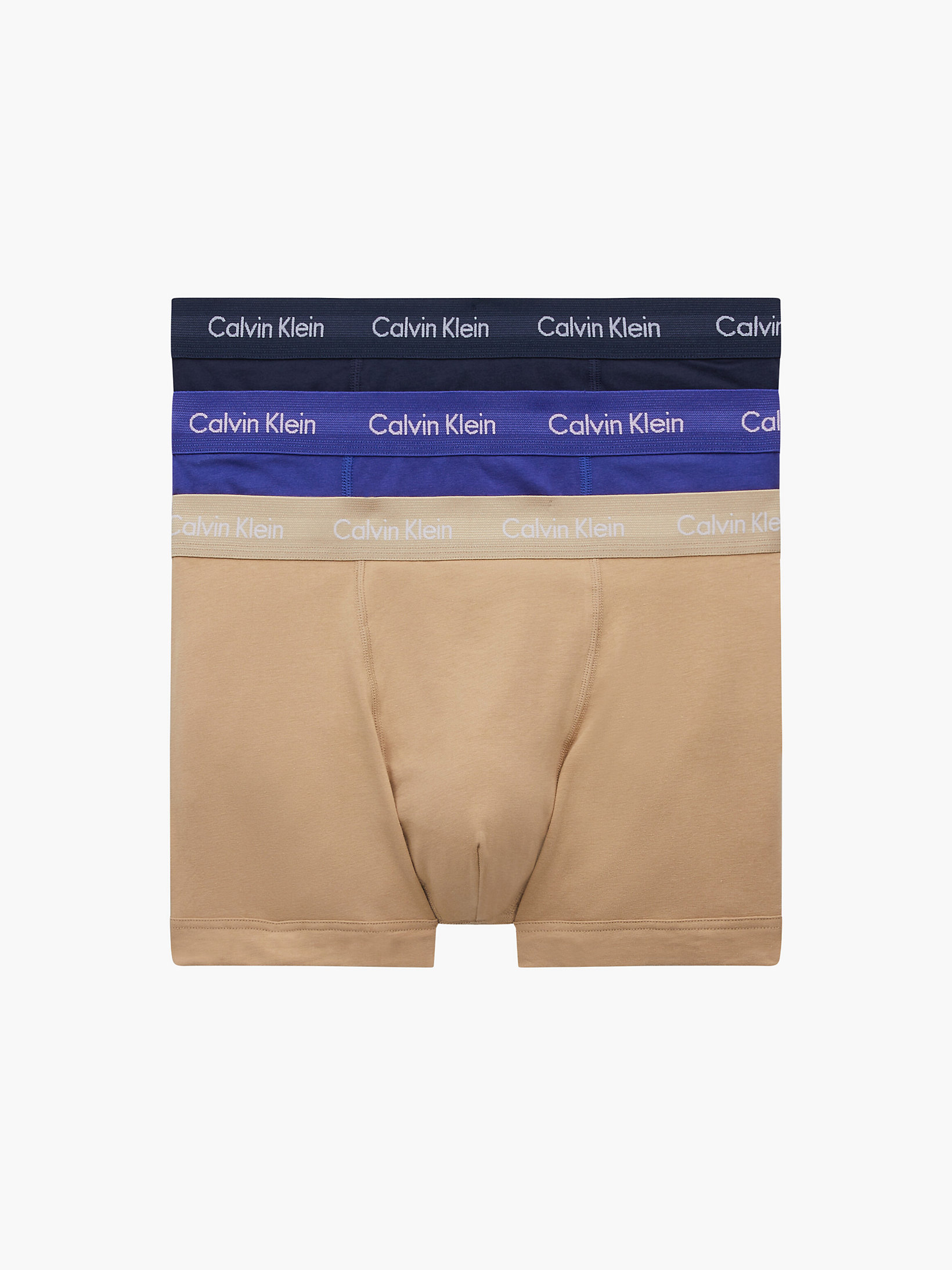 Shoreline/ Clematis/ Travertine 3 Pack Trunks - Cotton Stretch undefined men Calvin Klein