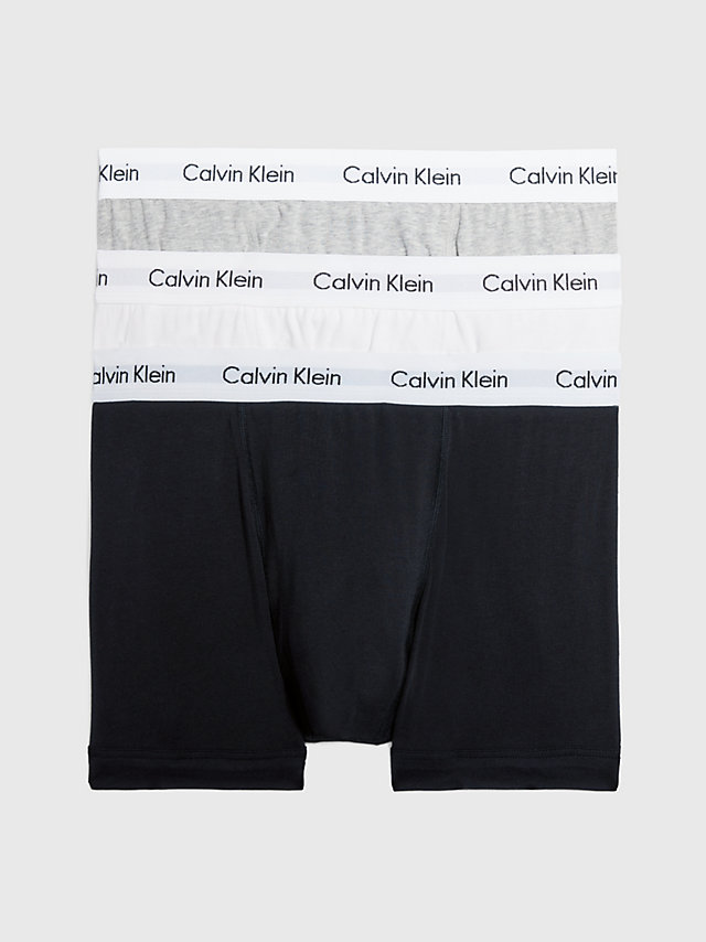Black/white/grey Heather 3 Pack Trunks - Cotton Stretch undefined men Calvin Klein
