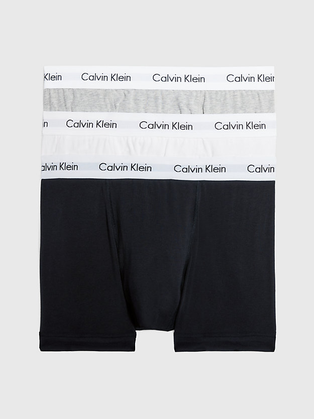 black/white/grey heather 3 pack trunks - cotton stretch for men calvin klein