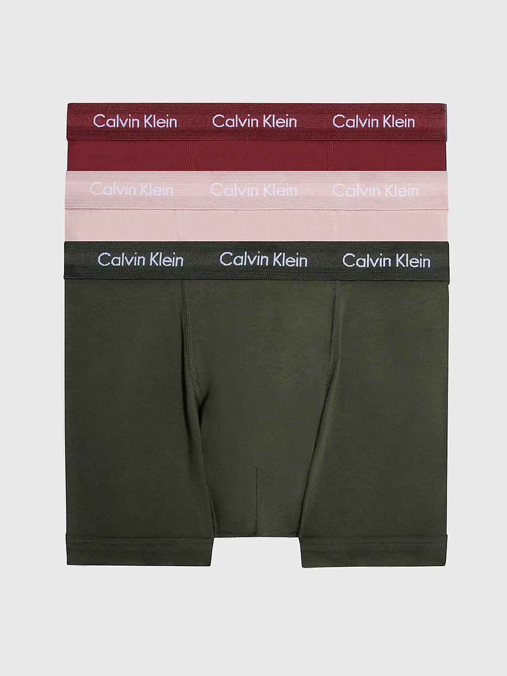 WOODROSE, FIELD OLIVE, DEEP ROUGE 3 Pack Trunks - Cotton Stretch undefined men Calvin Klein
