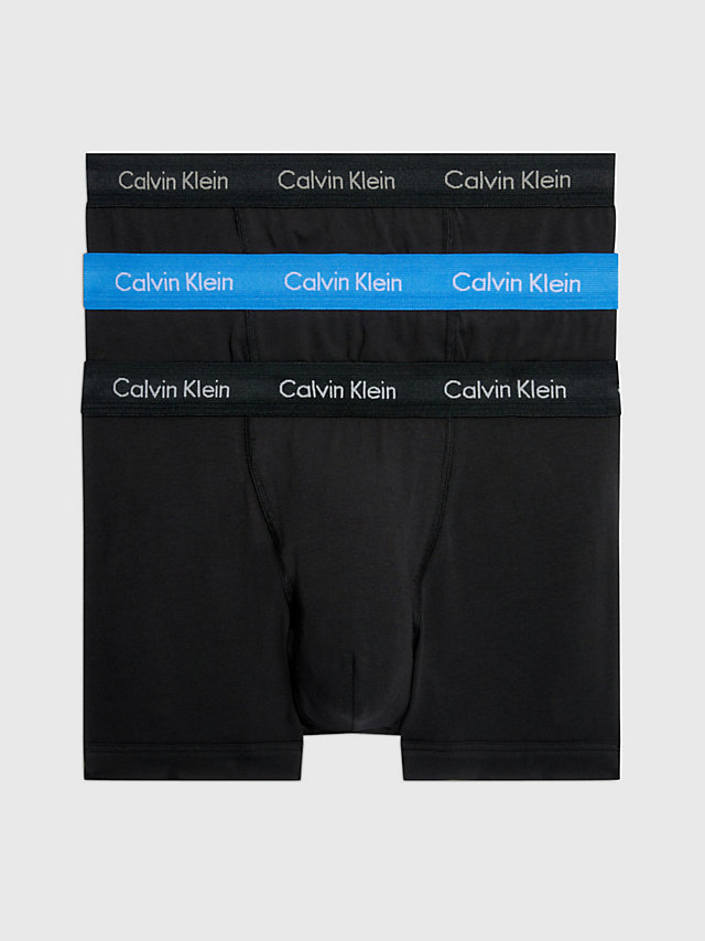 B-Grey Heather, Wht, Palace Blue Lg 3 Pack Trunks - Cotton Stretch undefined men Calvin Klein
