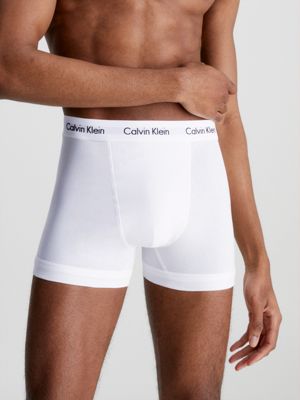 Calvin Klein 3-Pack Cotton Stretch Trunks - White - Color Waistband