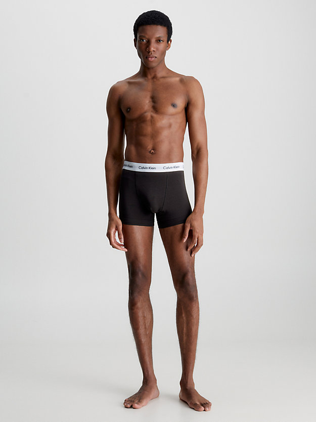 white/ b&w stripe/ black 3er-pack shorts - cotton stretch für herren - calvin klein