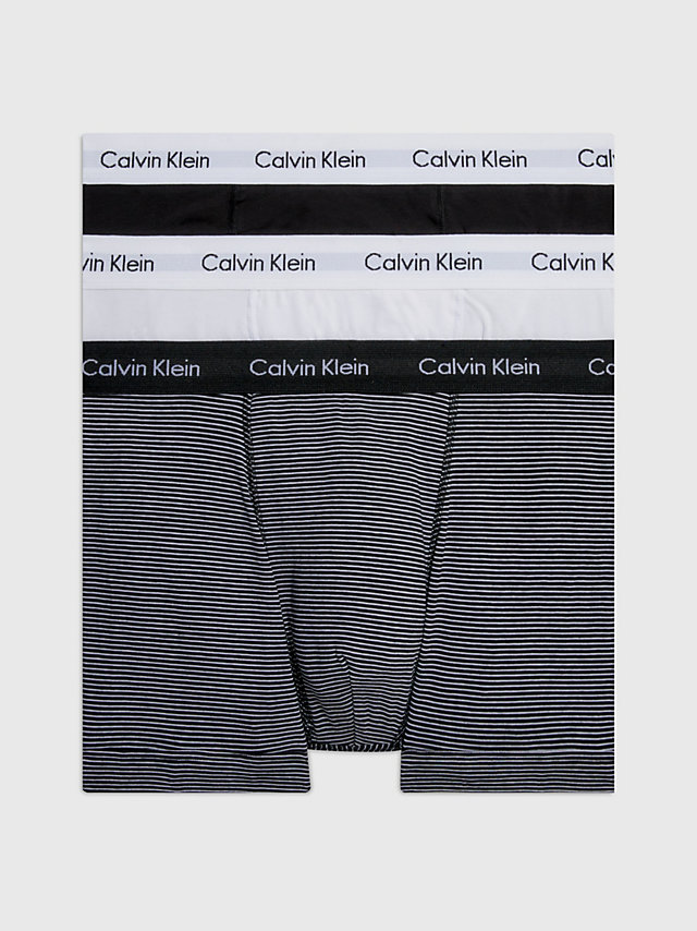 White/ B&w Stripe/ Black 3 Pack Trunks - Cotton Stretch undefined men Calvin Klein