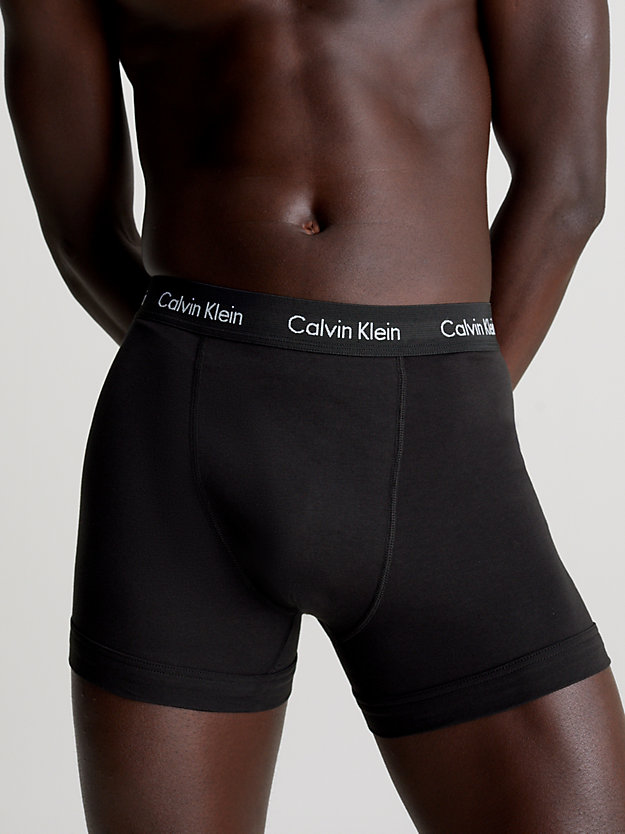 black/capri rose/ocean depths 3 pack trunks - cotton stretch for men calvin klein