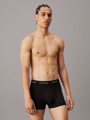 b- blk 3 pack trunks - cotton stretch for men calvin klein