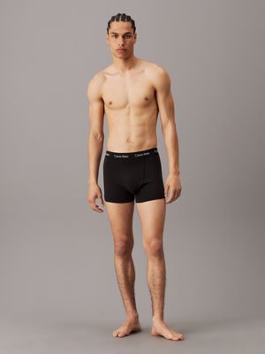 b- blk 3 pack trunks - cotton stretch for men calvin klein