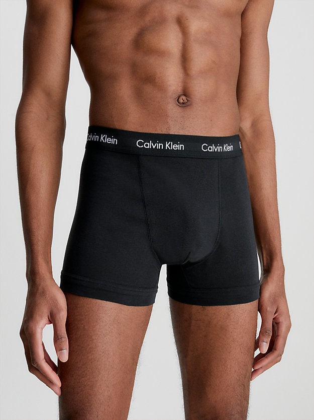 black w. black wb 3 pack trunks - cotton stretch for men calvin klein
