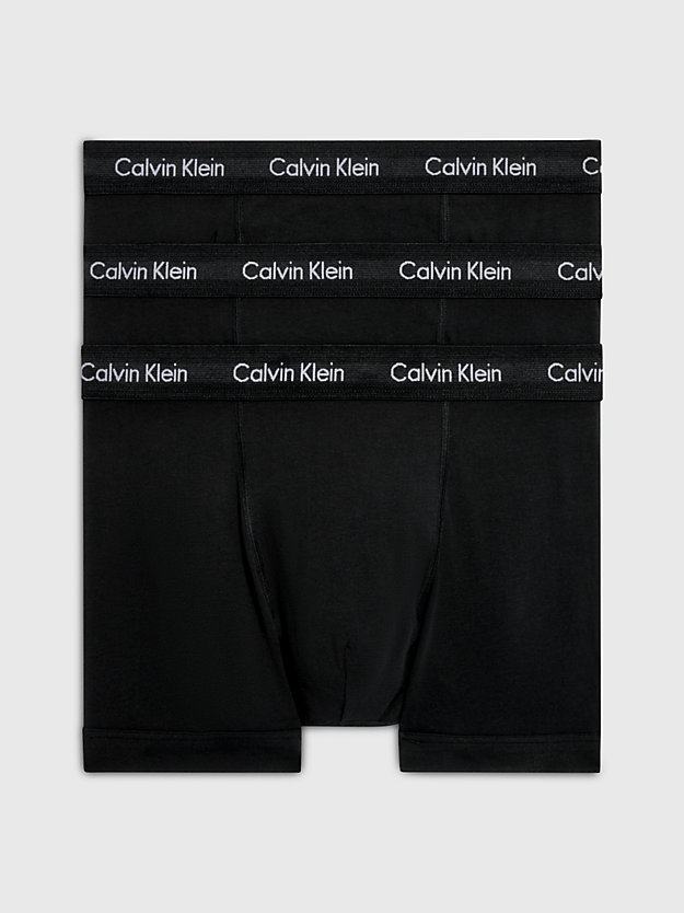 black w. black wb 3 pack trunks - cotton stretch for men calvin klein