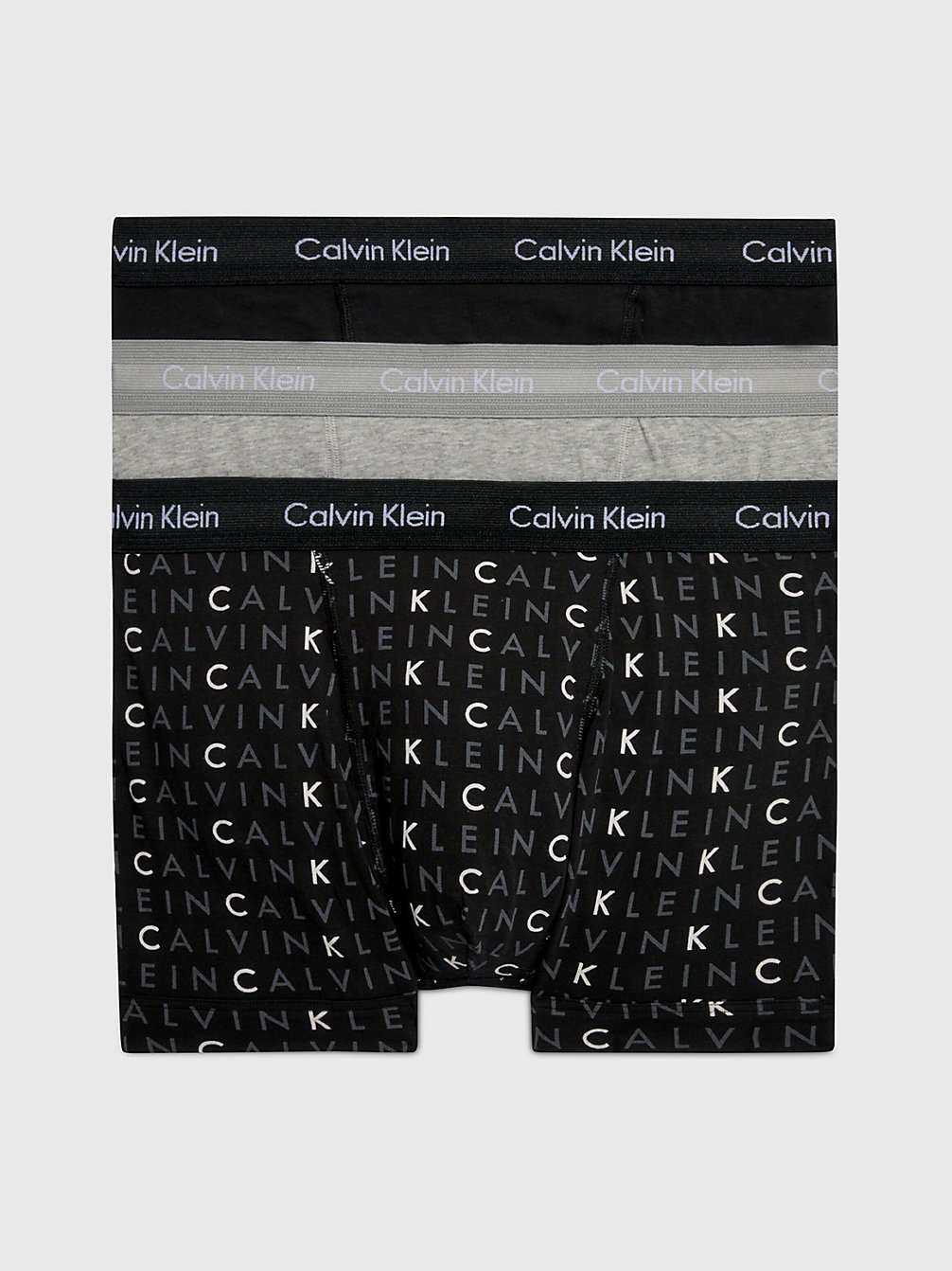 BLACK/GREY HEATHER/SUBDUED LOGO Lot De 3 Boxers - Cotton Stretch undefined hommes Calvin Klein