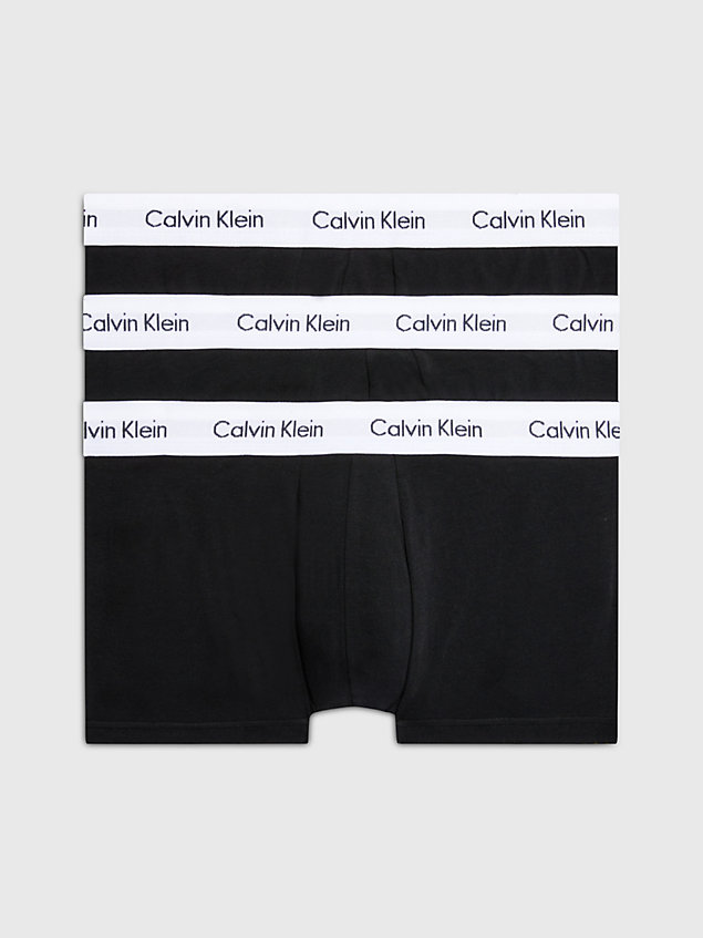 lot de 3 boxers taille basse - cotton stretch black pour hommes calvin klein