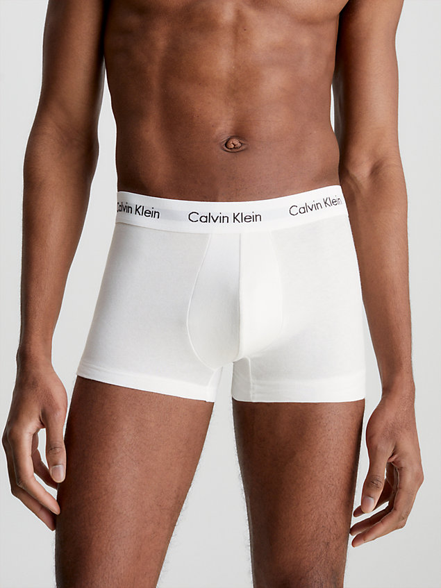 white 3 pack low rise trunks - cotton stretch for men calvin klein