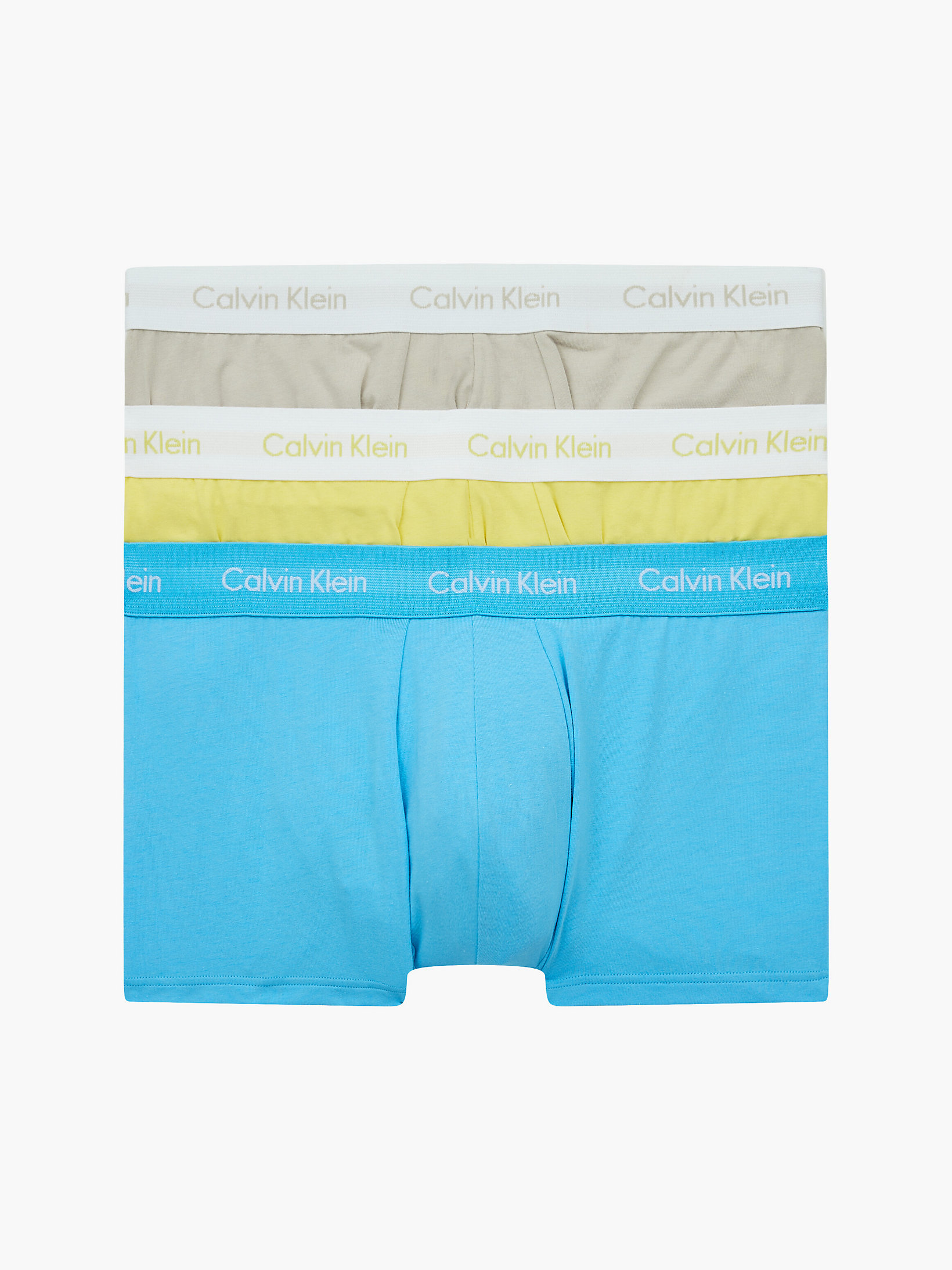Ocean Storm/lime/blue W.White Wb 3 Pack Low Rise Trunks - Cotton Stretch undefined men Calvin Klein