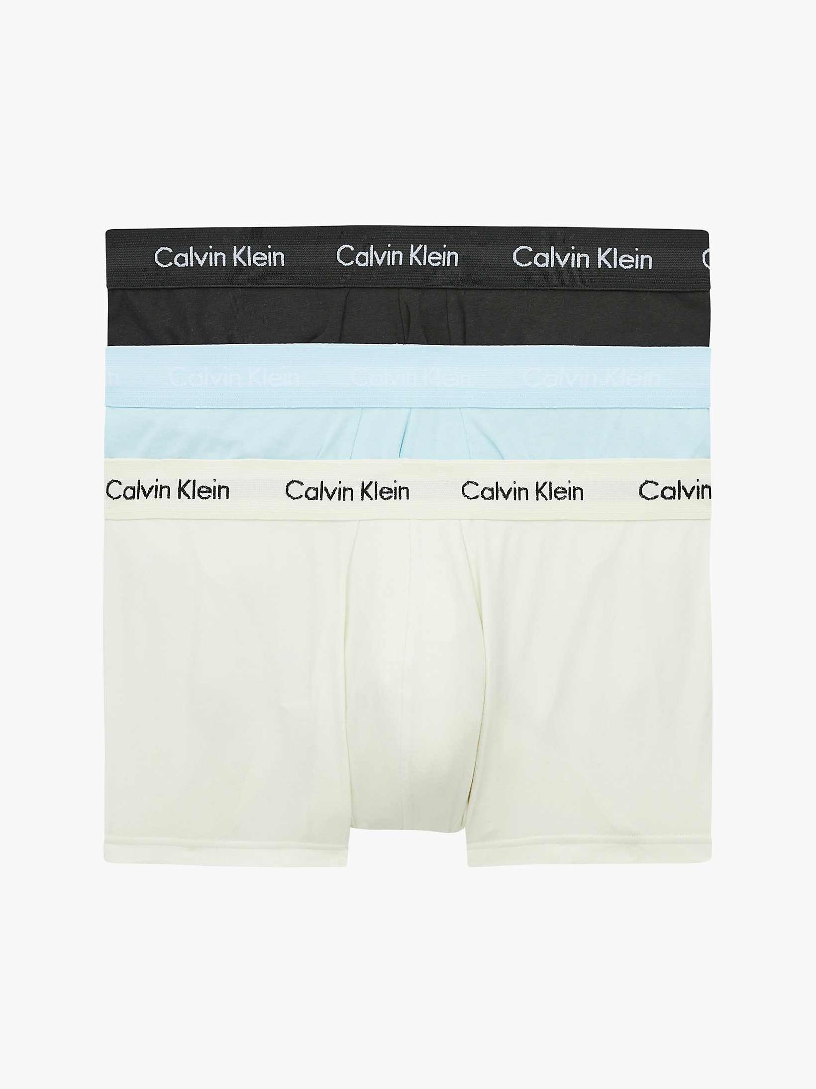 Rain Dance/black/ Ivory 3 Pack Low Rise Trunks - Cotton Stretch undefined men Calvin Klein