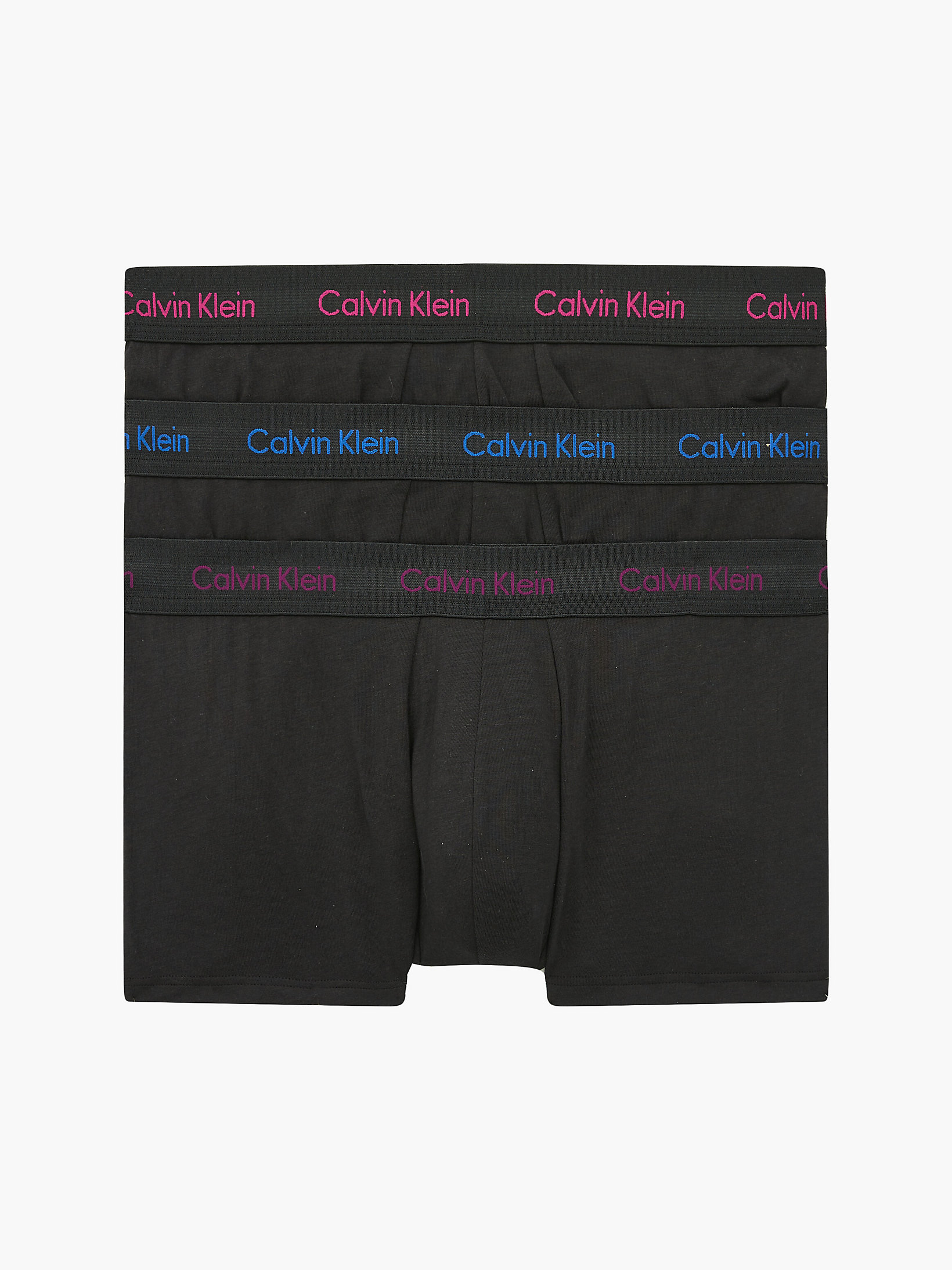 B-Groovy Plum/bright Rose/blue Logo 3 Pack Low Rise Trunks - Cotton Stretch undefined men Calvin Klein