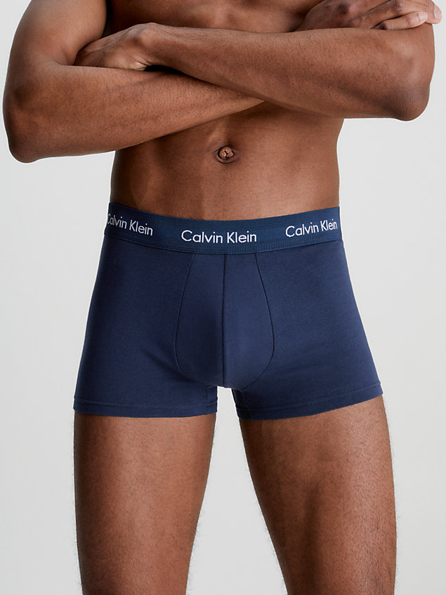 blue 3 pack low rise trunks - cotton stretch for men calvin klein