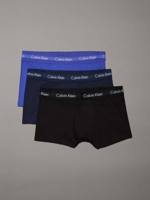 Calvin Klein Steel 3 Pack Low Rise Trunk Mid Blue/Signature Blue/Clay -  Accessories from Michael Stewart Menswear UK