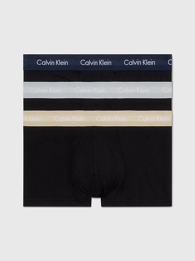 black 3 pack low rise trunks - cotton stretch for men calvin klein