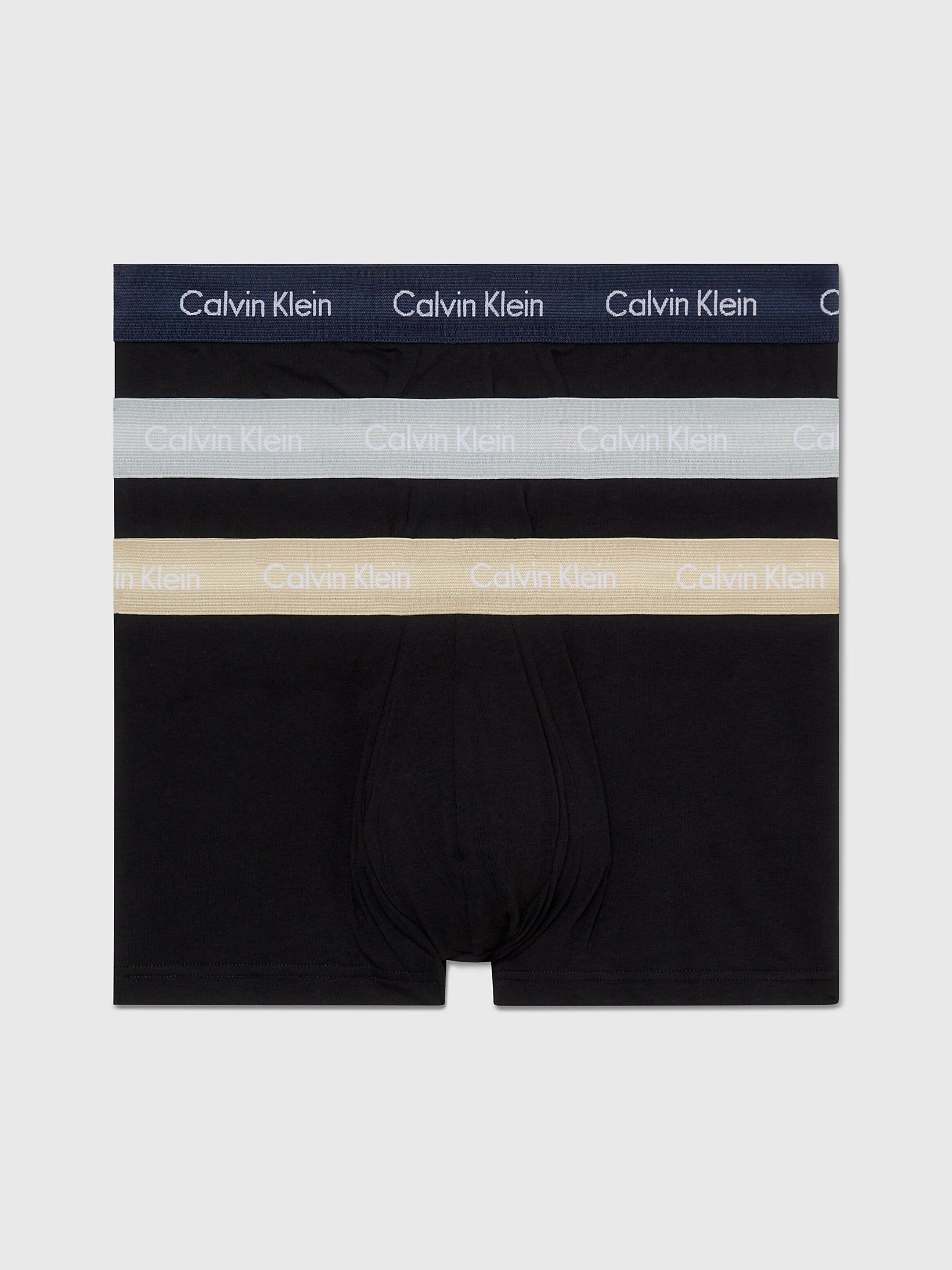B-Shoreline/ Gry Hth/ Travertine Wb 3 Pack Low Rise Trunks - Cotton Stretch undefined men Calvin Klein