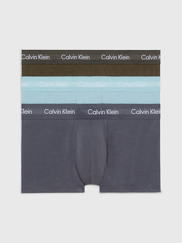 multi 3 pack low rise trunks - cotton stretch for men calvin klein
