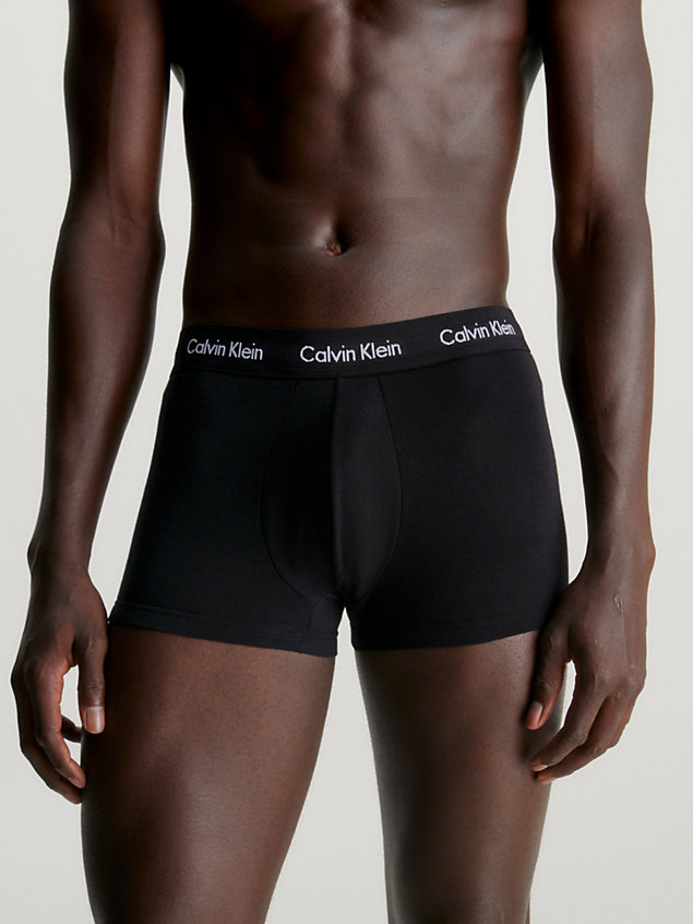 black 3 pack low rise trunks - cotton stretch for men calvin klein