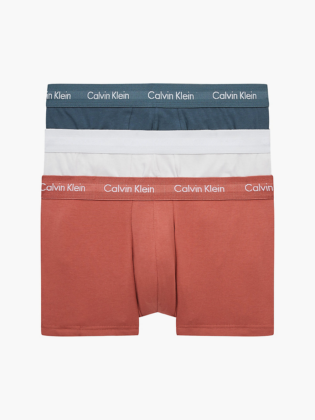 DUSTY CPPR/ BRIGHT WHT/ HSPHR BLUE 3 Pack Low Rise Trunks - Cotton Stretch undefined men Calvin Klein