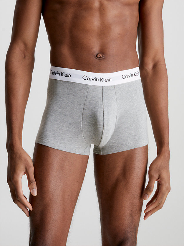 black/white/grey heather 3 pack low rise trunks - cotton stretch for men calvin klein