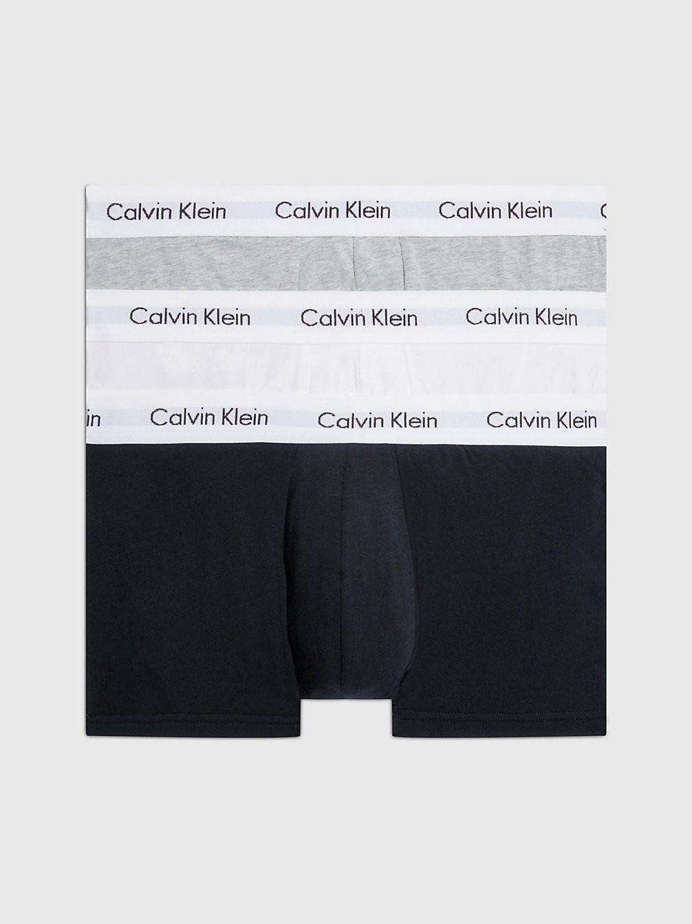 BLACK/WHITE/GREY HEATHER > 3 Pary Bokserki Z Niskim Stanem - Cotton Stretch > undefined Mężczyźni - Calvin Klein